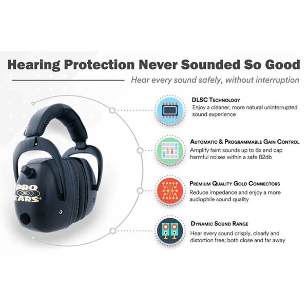 Pro Ears GSDPMB Pro Mag Gold Electronic Ear Hearing Protection Amplification Earmuffs Information